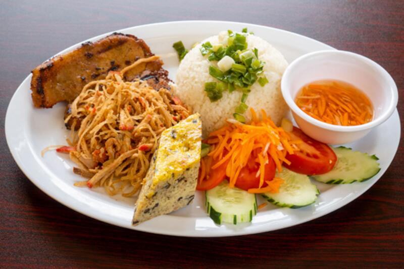 4. Pork Chop & Meat Pie Rice Platter